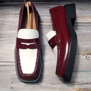 G.H. Bass & Co. Burgundy and White Loafers